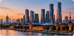 Деловой центр Москва-Сити на закате